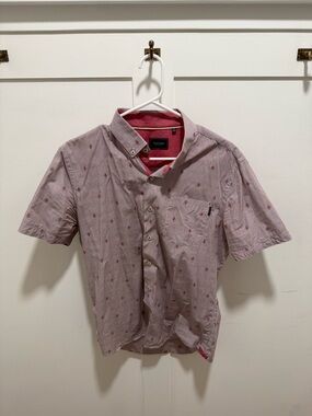 7 Diamonds Short-Sleeve Red/White Patterned Button-Down Shirt
